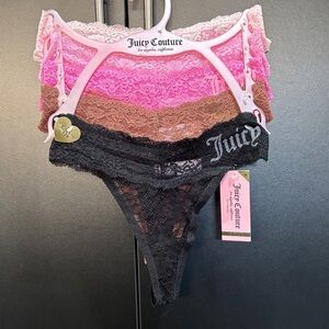 Juicy Couture 5 pack no panty lines, lace
thong panties, Juicy logo hip